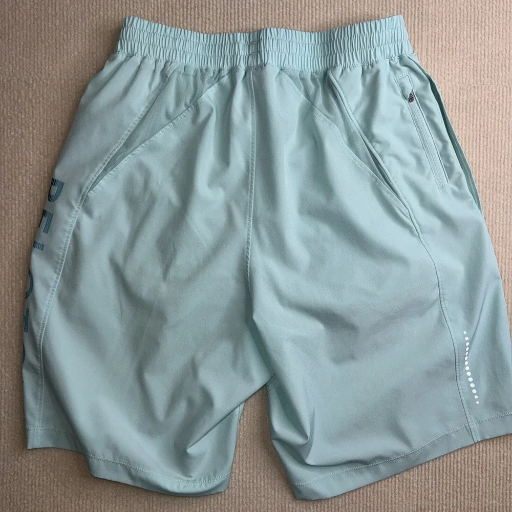 Solfire Peloton Athletic Shorts Men Small Light Blue Reflective‎ Graphic Active